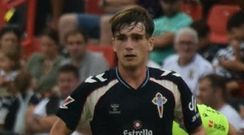 El juvenil del Celta Mateo Sobral, durante su debut en Segunda, ante el Ceuta.
