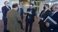 El conselleiro de Educaci�n y los rectores de las universidades gallegas, en la reuni�n del Consello Galego de Universidades