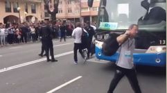 La llegada de la selecci�n gallega a Riazor