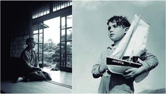 �Javiota�. � esquerda, retrato do propio Jos� Su�rez realizado en 1954 en Xap�n, onde viviu un tempo e traballou como correspondente. � dereita, �Javiota�, imaxe tomada por Su�rez en Bueu ao redor de 1953 e que forma parte da s�a serie �Mari�eiros�.