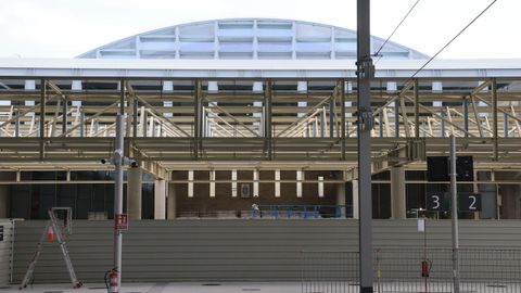 Tramo final de las v�as en su llegada a la nueva estaci�n intermodal de A Coru�a