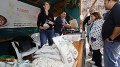 Puesto de venta de fabas en Lourenz en la ltima edicin de la fiesta que cada ao se dedica a este cultivo