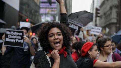 Manifestantes contra el juez Brett Kavanaugh en Nueva York