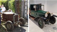 El antes y el despu�s de la antigua camioneta de reparto de Coloniales Orosa tras ser restaurada por la Fundaci�n Jorge Jove