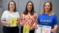 Mara Jos Rego presidenta de Anedia, Natividade Gonzlez responsable del rea de Cultura de la Deputacin da Corua y Noem Snchez, socia de la entidad