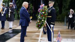 Trump, este lunes, en el homenaje a los trece soldados ca�dos en Ir�n