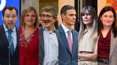 De izquierda a derecha, scar Puente, Pilar Bernab, Patxi Lpez, Pedro Snchez, Begoa Gmez yCarmen Montn.