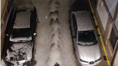 En las calles del centro de A Pobra el granizo lleg� a tener varios cent�metros de altura