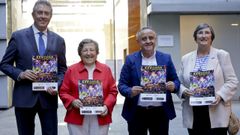 Juan Ignacio Borrego, concejal del Ayuntamiento; Pilar Farjas, responsable de C�ritas; Rodrigo Hidalgo, presidente del Festival Intercentros, y Carmen Barreiro, presidenta de Aspace