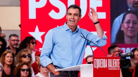 Pedro S�nchez, este domingo en el acto de presentaci�n de candidaturas del PSOE de Madrid para las elecciones municipales y auton�micas del 2027 en Getafe
