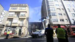 Trabajos realizados en junio del 2021, tras el incendio, para restablecer los servicios de luz y de gas 