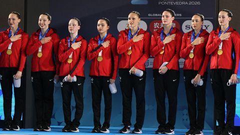 La selecci�n de Canad� con la medalla de oro