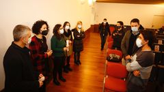 Asistentes a la presentaci�n a la prensa de la plataforma �Mares de Cultura os nenos e o mar�, promovida por el GALP A Mari�a-Ortegal y concebida para escolares y docentes de primaria y secundaria, pero accesible al p�blico en general