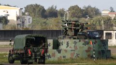 Militares en Taiwan en la base de Hsinchu