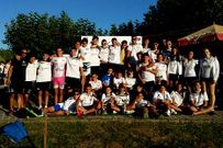 Los cuarenta palistas del club boirense que viajaron a Ames.