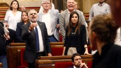 El diputado de Ciudadanos Carlos Carrizosa, durante la tensa bronca entre diputados independentistas y la bancada de Ciudadanos en el debate de pol�tica general en el Parlament