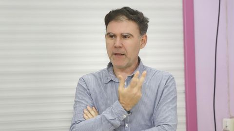 El soci�logo Jorge Garc�a Mar�n en una charla.