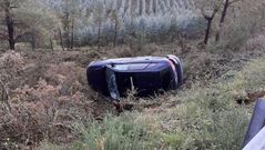 El coche qued� volcado lateralmente