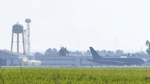 Un bombardero en la base militar estadounidense de Mor�n a principios de mes.
