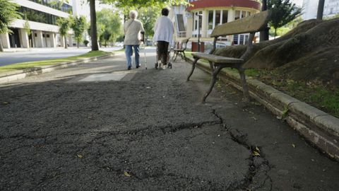 Pavimento en mal estado en los jardines de M�ndez N��ez