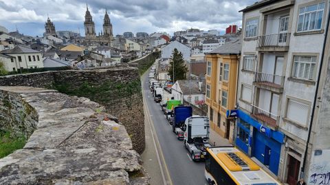 Protesta por la huelga de transportes en Lugo