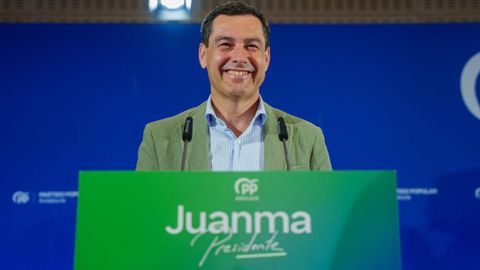 El presidente de Andaluc�a en funciones y candidato a la reelecci�n, Juanma Moreno Bonilla, este martes en la junta directiva auton�mica del Partido Popular.