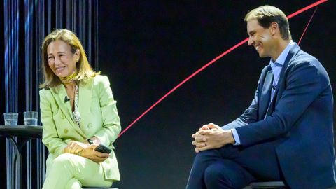 Ana Bot�n y Rafa Nadal durante la presentaci�n de la Convocatoria �Euros de tu N�mina�.