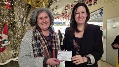 La concejala, Amparo Cerecedo, e Isabel Ca�a, representante de Congalsa, con el pasaporte ganador del viaje a Eurodisney

