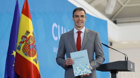 El presidente del Gobierno, Pedro S�nchez, antes de hacer balance de su curso pol�tico.