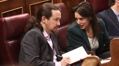 Pablo Iglesias e Irene Montero, en el Congreso de los Diputados