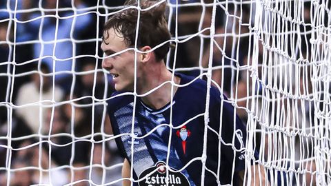 Williot Sweberg, tras uno de los goles que marc� con el Celta al Real Madrid en el Bernab�u en diciembre.