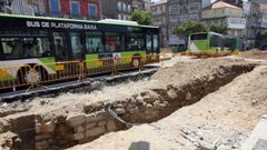 Restos de la antigua murallas de Vigo hallados en el a�o 2009 en la calle de Elduayen