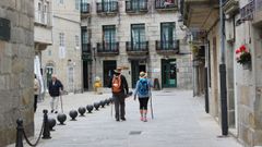 Peregrinos en el Casco Vello de Baiona