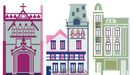Composicin con las postales verticales de edificios de Ferrol, de Elga Fernndez Lamas