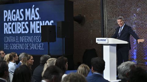 El l�der del PP, Alberto N��ez Feijoo, interviene este mi�rcoles en el foro Pagas m�s, recibes menos.