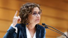 La vicepresidenta primera y ministra de Hacienda, Mar�a Jes�s Montero, durante la sesi�n plenaria extraordinaria, en el Senado.