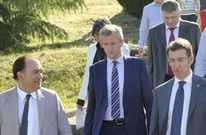 Crespo con Rueda, Cui�a y Feijoo en un acto reciente en la Semana Verde de Galicia en Silleda. 