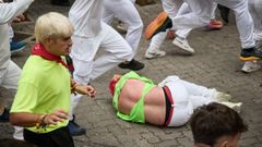 Joven herido durante el encierro en las fiestas de San Ferm�n.