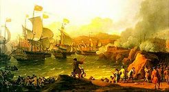 La Flota de la Plata, cargada de tesoros, termin� convertida en llamas en la batalla de Rande. 