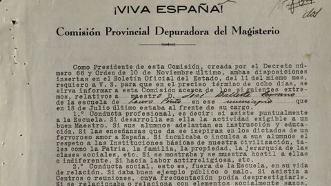 El cuestionario. Lo cubran cuatro personas elegidas por el rgimen: el cura, el comandante de la Guardia Civil, el alcalde y un padre de familia. Copia del Archivo General de la Administracin (AGA), en Alcal de Henares