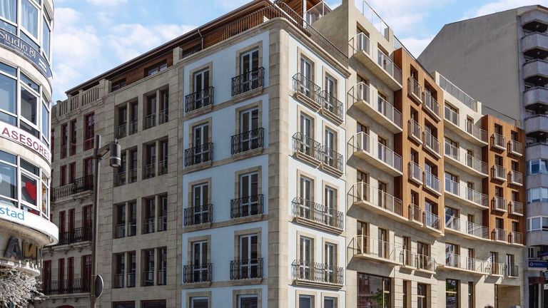 Recreacin de la fachada del nuevo edificio que est en la esquina de Santo Domingo con Concordia