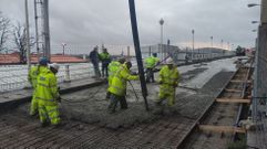 Trabajos de hormigonado de la calle de la Iglesia