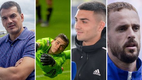 De izquierda a derecha: Esteban, Lunin, Leo Rom�n y Aar�n Escandell