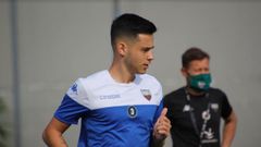 Manuel, hijo, durante una sesi�n de entrenamiento