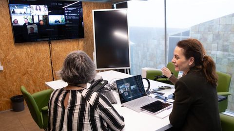 La directora xeral de Ordenacin e Innovacin Educativa, Judith Fernndez, en la reunin online que mantuvo con los centros participantes