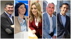 Los diputados del PP y candidatos el 28M Ovidio Rodeiro (Boqueix�n), Elena Candia (Lugo), Marta Novoa (San Cibrao das Vi�as), Fernando P�rez (Caldas de Reis) y Jos� Manuel Rey Varela (Ferrol)