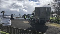 Imagen de archivo de obras en el parque del puerto de Sada en el 2019