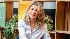 Yolanda D�az durante una sesi�n de an�lisis en Madrid sobre el efecto psicol�gico de la precariedad laboral el pasado abril