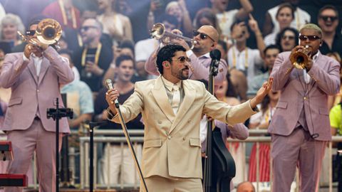 Bad Bunny, en un momento del concierto en Madrid