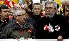 Los secretarios generales de CC.?OO. y UGT, en la manifestaci�n del pasado Primero de Mayo.